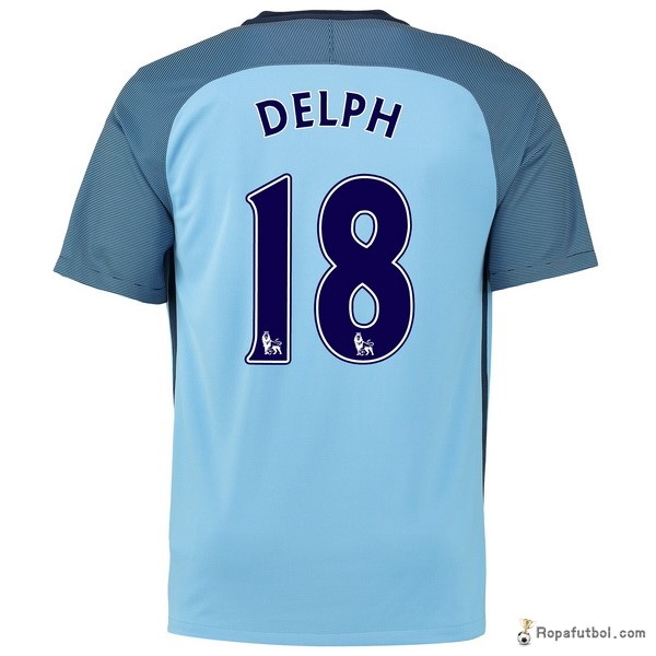 Camiseta Manchester City Replica Primera Ropa Delph 2016/17 Azul